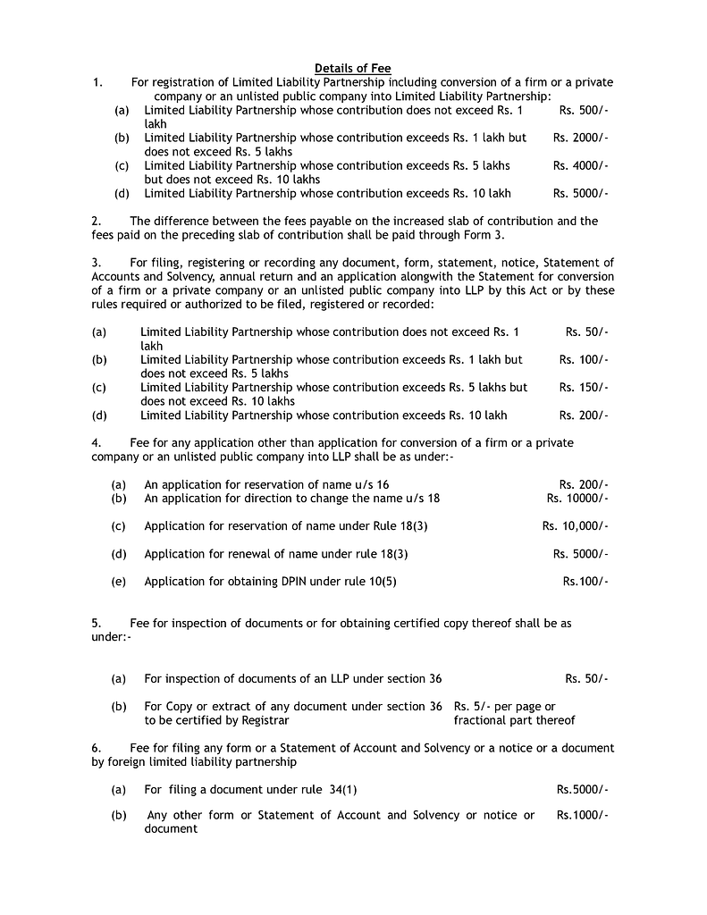 LLP Registration Fee/ Detail of Fee Chart / LLP Fee Calculator Nagpal and Company